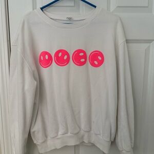 12PM White Smiley Face Sweater